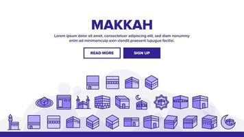 Makkah Islamic Religious Building Landing Header Vector