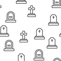 Headstone, Gravestone, Tombstone Vector Seamless Pattern