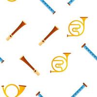 Wind Musical Instruments Vector Seamless Pattern
