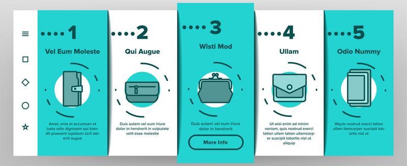 Wallet Accessory Cash Onboarding Icons Set Vector