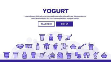 vector de cabecera de aterrizaje de nutrición láctea de yogur