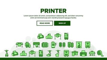 Printer Equipment Landing Header Vector