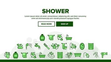 Shower Bathroom Tool Landing Header Vector