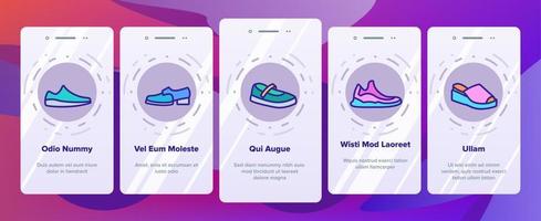 Shoes Footwear Shop Onboarding Icons Set Vector