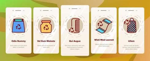 Zero Waste Reusable Onboarding Icons Set Vector
