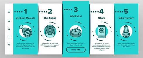 Compass Navigational Onboarding Icons Set Vector