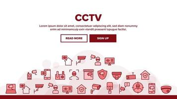 Cctv Security Camera Landing Header Vector