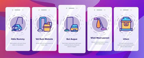 Wet Vacuum Cleaner Onboarding Icons Set Vector