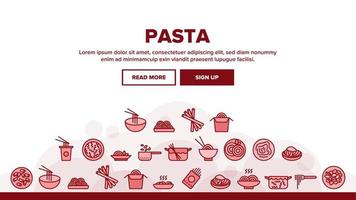 Pasta Dish Gastronomy Landing Header Vector