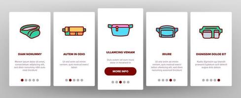 Waist Bag Accessory Onboarding Icons Set Vector