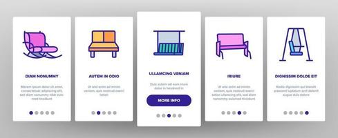 Bench Swing Furniture Onboarding Icons Set Vector