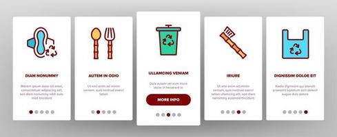 Zero Waste Reusable Onboarding Icons Set Vector