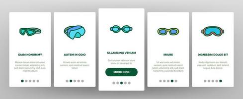 Diving Goggles Tool Onboarding Icons Set Vector