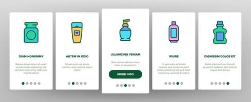 Makeup Remover Lotion Onboarding Icons Set Vector