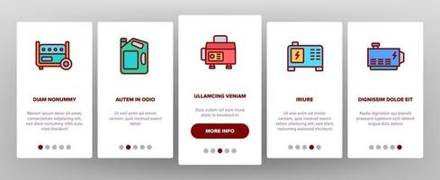 Portable Generator Onboarding Icons Set Vector