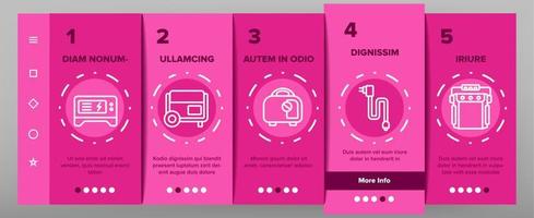 Portable Generator Onboarding Icons Set Vector