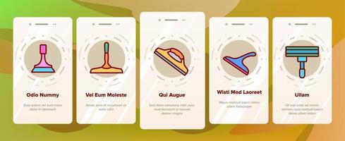 Squeegee For Cleaning Window Onboarding Icons Set Vector