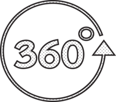 Conception de symbole de signe d'icône à 360 degrés png