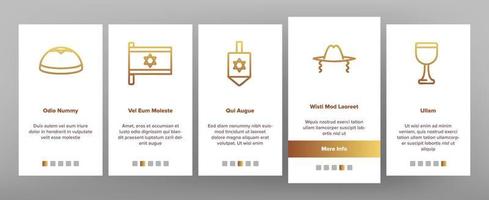 Jewish Israel Religion Onboarding Icons Set Vector