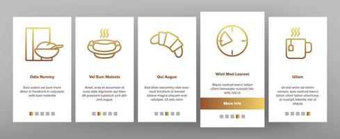 Morning Food And Tools Onboarding Icons Set Vector