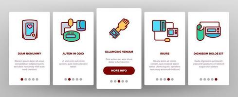 Tonometer Equipment Onboarding Icons Set Vector
