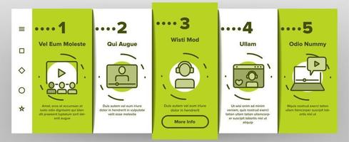 Stream Live Video Onboarding Icons Set Vector