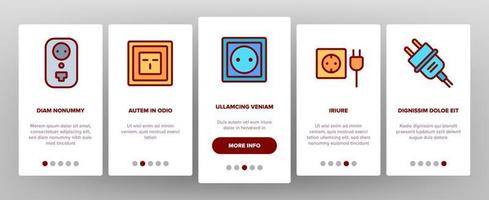 Electric Power Socket Onboarding Icons Set Vector