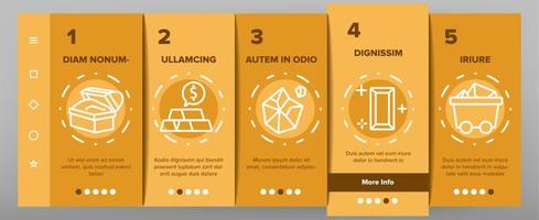 Gold Jewelry Metal Onboarding Icons Set Vector