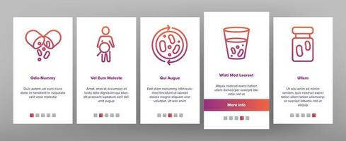 Probiotic Bacteria Onboarding Icons Set Vector