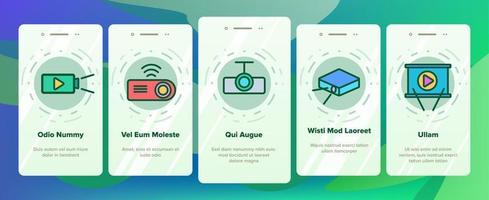 Projector Onboarding Icons Set Vector