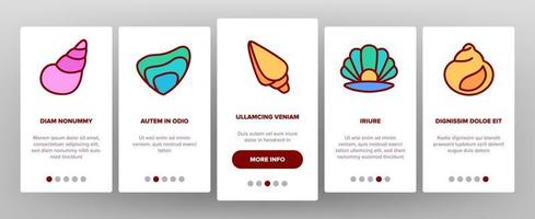 Shell And Marine Conch Onboarding Icons Set Vector