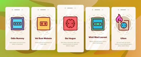 Electric Power Socket Onboarding Icons Set Vector