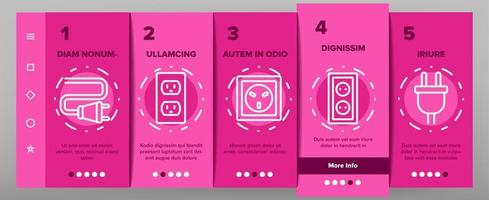 Electric Power Socket Onboarding Icons Set Vector