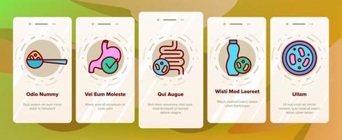 Probiotic Bacteria Onboarding Icons Set Vector