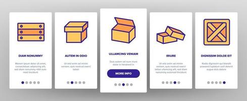 Box Carton Package Onboarding Icons Set Vector