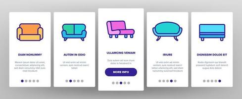 Couch Sofa Furniture Onboarding Icons Set Vector