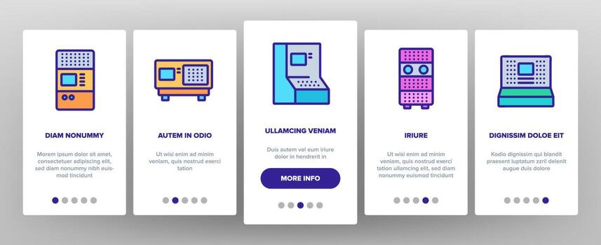 Computer Onboarding Icons Set Vector