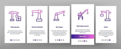 Crane Building Machine Onboarding Icons Set Vector