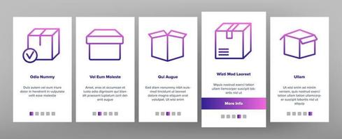 Box Carton Package Onboarding Icons Set Vector