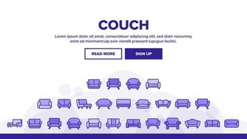 Couch Sofa Furniture Landing Header Vector