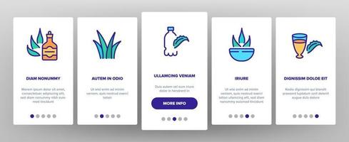 Agave Aloe Vera Plant Onboarding Icons Set Vector