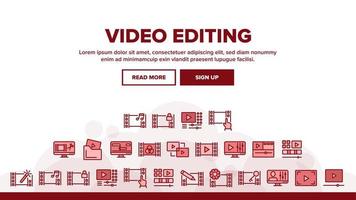 Video File Editing Landing Header Vector