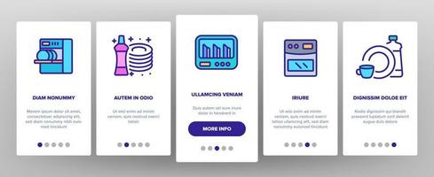 Dishwasher Utensil Onboarding Icons Set Vector