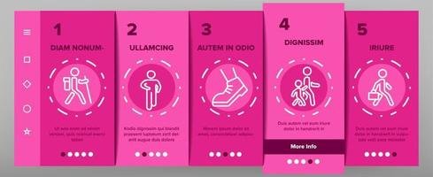 Walk People Motion Onboarding Icons Set Vector