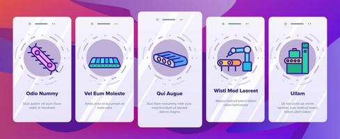 Conveyor Factory Tool Onboarding Icons Set Vector