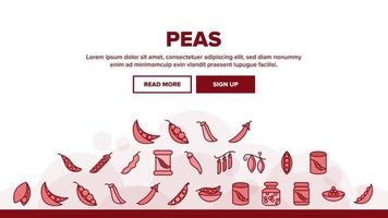 Peas Bob Vegetable Landing Header Vector