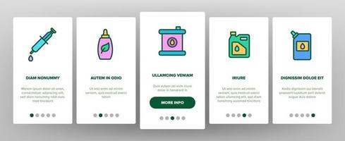 Lubricant Container Onboarding Icons Set Vector