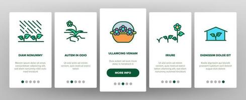 Growing Flowers Plants Onboarding Icons Set Vector