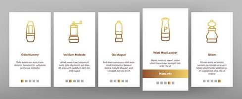 Grinder Pepper Salt Onboarding Icons Set Vector