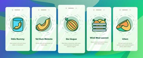 Melon Organic Fruit Onboarding Icons Set Vector